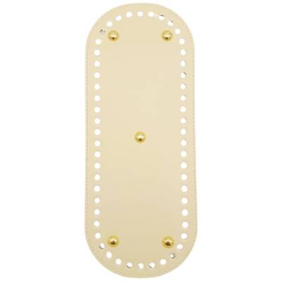 Angel Çanta Aksesuar Suni Deri 30x12 cm Oval Çanta Tabanı Krem Renk Light Gold Aparatlı - 1