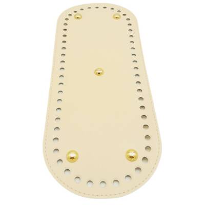 Angel Çanta Aksesuar Suni Deri 30x12 cm Oval Çanta Tabanı Krem Renk Light Gold Aparatlı - 3