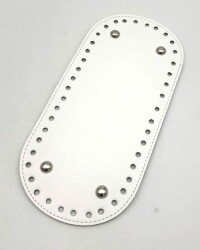 Angel Çanta Aksesuar Suni Deri Beyaz Renk Oval Taban 25X12 Cm Silvery Metalli - Angel Çanta Aksesuar
