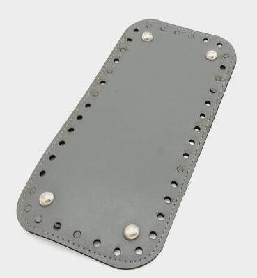 Angel Çanta Aksesuar Suni Deri Gri Renk 25X12 cm Dikdörtgen Çanta Tabanı (Gümüş Aparatlı) - 1