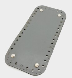 Angel Çanta Aksesuar Suni Deri Gri Renk 25X12 cm Dikdörtgen Çanta Tabanı (Gümüş Aparatlı) - Angel Çanta Aksesuar