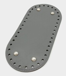 Angel Çanta Aksesuar Suni Deri Gri Renk 25X12 cm Oval Çanta Tabanı (Gümüş Aparatlı) - Angel Çanta Aksesuar