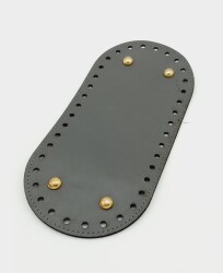 Angel Çanta Aksesuar Suni Deri Gri Renk 25X12 cm Oval Çanta Tabanı (Light Gold Aparatlı) - Angel Çanta Aksesuar