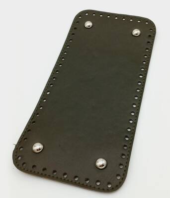 Angel Çanta Aksesuar Suni Deri Haki Renk 25X12 cm Dikdörtgen Çanta Tabanı (Gümüş Aparatlı) - 1