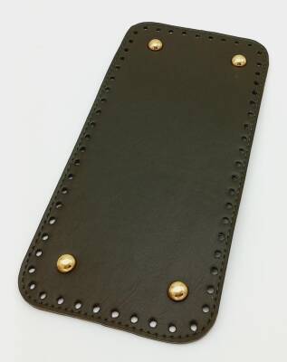 Angel Çanta Aksesuar Suni Deri Haki Renk 25X12 cm Dikdörtgen Çanta Tabanı (Light Gold Aparatlı) - 1