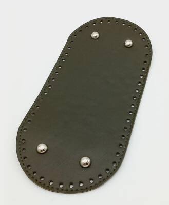 Angel Çanta Aksesuar Suni Deri Haki Renk 25X12 cm Oval Çanta Tabanı (Gümüş Aparatlı) - 1