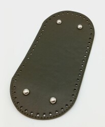 Angel Çanta Aksesuar Suni Deri Haki Renk 25X12 cm Oval Çanta Tabanı (Gümüş Aparatlı) - Angel Çanta Aksesuar