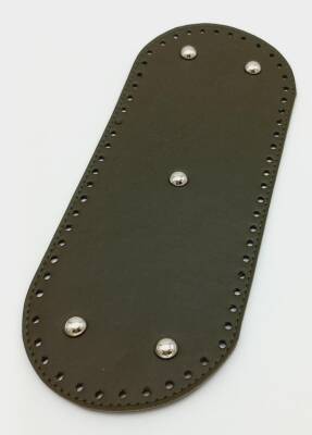 Angel Çanta Aksesuar Suni Deri Haki Renk 30X12 cm Oval Çanta Tabanı (Gümüş Aparatlı) - 1