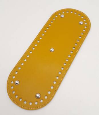 Angel Çanta Aksesuar Suni Deri Hardal Renk 30X12 cm Oval Çanta Tabanı (Gümüş Aparatlı) - 2