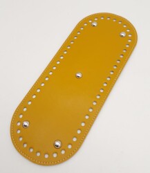 Angel Çanta Aksesuar Suni Deri Hardal Renk 30X12 cm Oval Çanta Tabanı (Gümüş Aparatlı) - 2