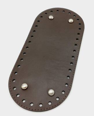 Angel Çanta Aksesuar Suni Deri Kahverengi 25X12 cm Oval Çanta Tabanı (Gümüş Aparatlı) - 1