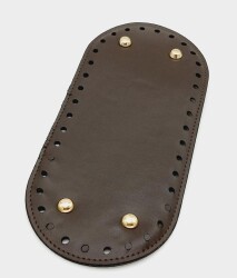 Angel Çanta Aksesuar Suni Deri Kahverengi 25X12 cm Oval Çanta Tabanı (Light Gold Aparatlı) - Angel Çanta Aksesuar