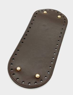 Angel Çanta Aksesuar Suni Deri Kahverengi 30X12 cm Oval Çanta Tabanı (Light Gold Aparatlı) - 1