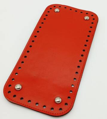 Angel Çanta Aksesuar Suni Deri Kırmızı Renk 25X12 cm Dikdörtgen Çanta Tabanı (Gümüş Aparatlı) - 1