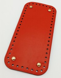 Angel Çanta Aksesuar Suni Deri Kırmızı Renk 25X12 cm Dikdörtgen Çanta Tabanı (Light Gold Aparatlı) - Angel Çanta Aksesuar