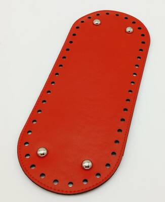 Angel Çanta Aksesuar Suni Deri Kırmızı Renk 30X12 cm Oval Çanta Tabanı (Gümüş Aparatlı) - 1