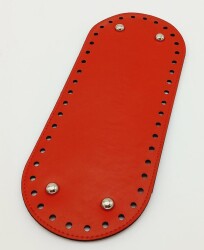 Angel Çanta Aksesuar Suni Deri Kırmızı Renk 30X12 cm Oval Çanta Tabanı (Gümüş Aparatlı) - Angel Çanta Aksesuar