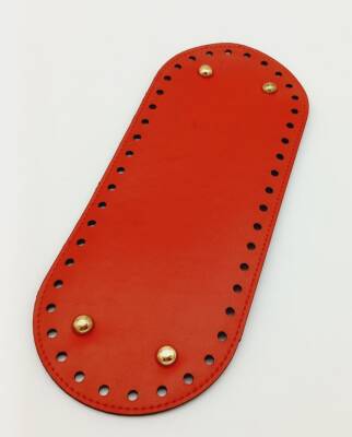 Angel Çanta Aksesuar Suni Deri Kırmızı Renk 30X12 cm Oval Çanta Tabanı (Light Gold Aparatlı) - 1
