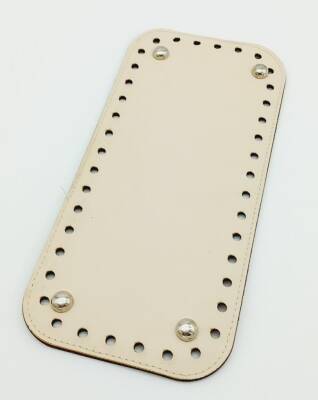 Angel Çanta Aksesuar Suni Deri Krem Renk 25X12 cm Dikdörtgen Çanta Tabanı (Gümüş Aparatlı) - 1