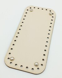 Angel Çanta Aksesuar Suni Deri Krem Renk 25X12 cm Dikdörtgen Çanta Tabanı (Gümüş Aparatlı) - Angel Çanta Aksesuar