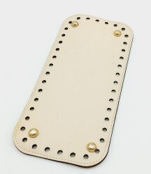 Angel Çanta Aksesuar Suni Deri Krem Renk 25X12 cm Dikdörtgen Çanta Tabanı (Light Gold Aparatlı) - Angel Çanta Aksesuar