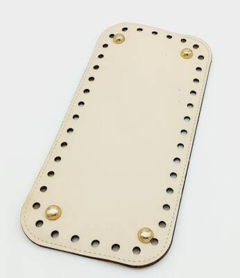 Angel Çanta Aksesuar Suni Deri Krem Renk 25X12 cm Dikdörtgen Çanta Tabanı (Light Gold Aparatlı) - 1