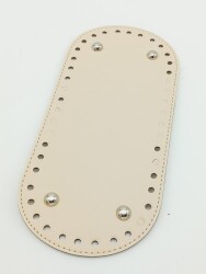 Angel Çanta Aksesuar Suni Deri Krem Renk 25X12 cm Oval Çanta Tabanı (Gümüş Aparatlı) - Angel Çanta Aksesuar