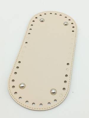 Angel Çanta Aksesuar Suni Deri Krem Renk 25X12 cm Oval Çanta Tabanı (Gümüş Aparatlı) - 1