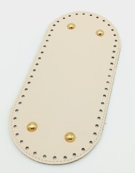 Angel Çanta Aksesuar Suni Deri Krem Renk 25X12 cm Oval Çanta Tabanı (Light Gold Aparatlı) - Angel Çanta Aksesuar