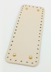 Angel Çanta Aksesuar Suni Deri Krem Renk 30X12 cm Dikdörtgen Çanta Tabanı (Light Gold Aparatlı) - Angel Çanta Aksesuar