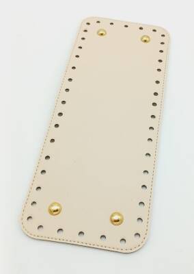 Angel Çanta Aksesuar Suni Deri Krem Renk 30X12 cm Dikdörtgen Çanta Tabanı (Light Gold Aparatlı) - 1