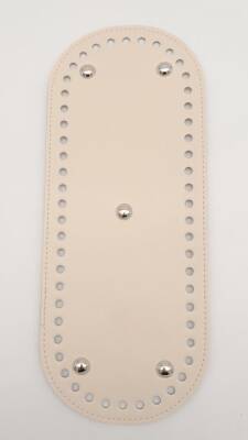 Angel Çanta Aksesuar Suni Deri Krem Renk 30X12 cm Oval Çanta Tabanı (Gümüş Aparatlı) - 1