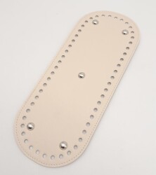 Angel Çanta Aksesuar Suni Deri Krem Renk 30X12 cm Oval Çanta Tabanı (Gümüş Aparatlı) - 2