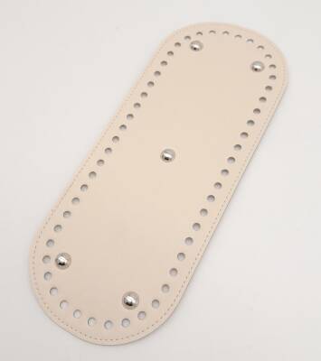 Angel Çanta Aksesuar Suni Deri Krem Renk 30X12 cm Oval Çanta Tabanı (Gümüş Aparatlı) - 2