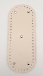 Angel Çanta Aksesuar Suni Deri Krem Renk 30X12 cm Oval Çanta Tabanı (Gümüş Aparatlı) - Angel Çanta Aksesuar