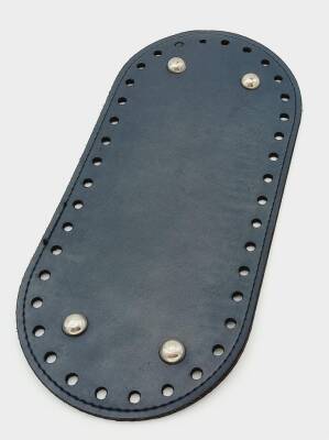 Angel Çanta Aksesuar Suni Deri Lacivert Renk 25X12 cm Oval Çanta Tabanı (Gümüş Aparatlı) - 1