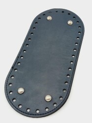 Angel Çanta Aksesuar Suni Deri Lacivert Renk 25X12 cm Oval Çanta Tabanı (Gümüş Aparatlı) - Angel Çanta Aksesuar