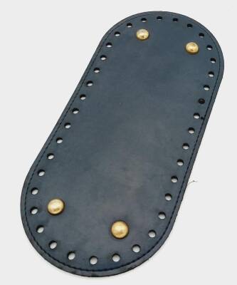 Angel Çanta Aksesuar Suni Deri Lacivert Renk 25X12 cm Oval Çanta Tabanı (Light Gold Aparatlı) - 1