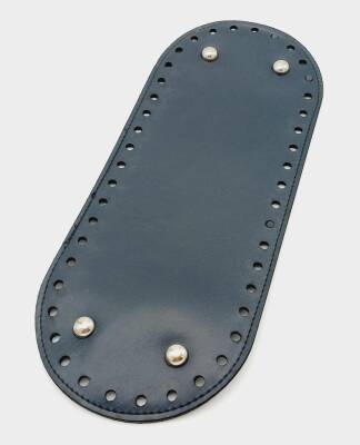 Angel Çanta Aksesuar Suni Deri Lacivert Renk 30X12 cm Oval Çanta Tabanı (Gümüş Aparatlı) - 1