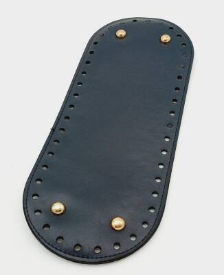 Angel Çanta Aksesuar Suni Deri Lacivert Renk 30X12 cm Oval Çanta Tabanı (Light Gold Aparatlı) - 1