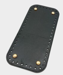 Angel Çanta Aksesuar Suni Deri Siyah Renk 25X12 cm Dikdörtgen Çanta Tabanı (Light Gold Aparatlı) - Angel Çanta Aksesuar