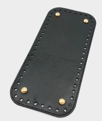 Angel Çanta Aksesuar Suni Deri Siyah Renk 25X12 cm Dikdörtgen Çanta Tabanı (Light Gold Aparatlı) - 1