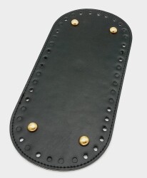 Angel Çanta Aksesuar Suni Deri Siyah Renk 25X12 cm Oval Çanta Tabanı (Light Gold Aparatlı) - Angel Çanta Aksesuar