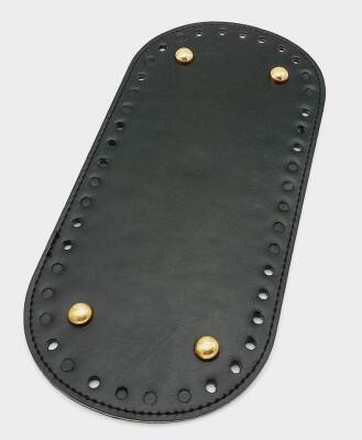 Angel Çanta Aksesuar Suni Deri Siyah Renk 25X12 cm Oval Çanta Tabanı (Light Gold Aparatlı) - 1