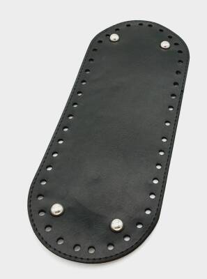 Angel Çanta Aksesuar Suni Deri Siyah Renk 30X12 cm Oval Çanta Tabanı (Gümüş Aparatlı) - 1