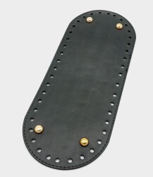 Angel Çanta Aksesuar Suni Deri Siyah Renk 30X12 cm Oval Çanta Tabanı (Light Gold Aparatlı) - Angel Çanta Aksesuar