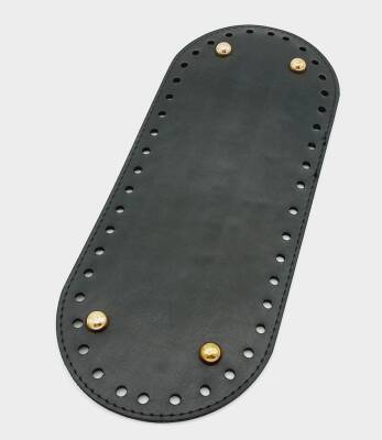 Angel Çanta Aksesuar Suni Deri Siyah Renk 30X12 cm Oval Çanta Tabanı (Light Gold Aparatlı) - 1