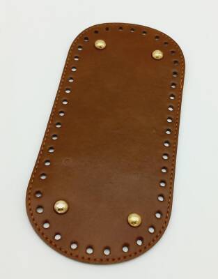 Angel Çanta Aksesuar Suni Deri Taba Renk 25X12 cm Oval Çanta Tabanı (Light Gold Aparatlı) - 1