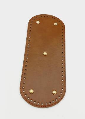 Angel Çanta Aksesuar Suni Deri Taba Renk 30X12 cm Oval Çanta Tabanı (Light Gold Aparatlı) - 1