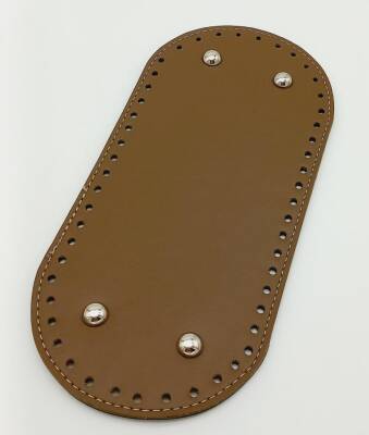 Angel Çanta Aksesuar Suni Deri Vizon Renk 25X12 cm Oval Çanta Tabanı (Gümüş Aparatlı) - 1